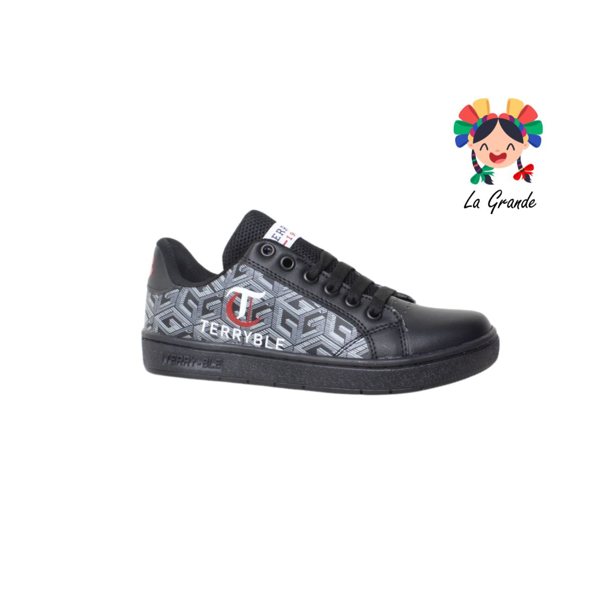 3070 TERRYBLE Negro Sint Tenis Casual para Dama y Joven