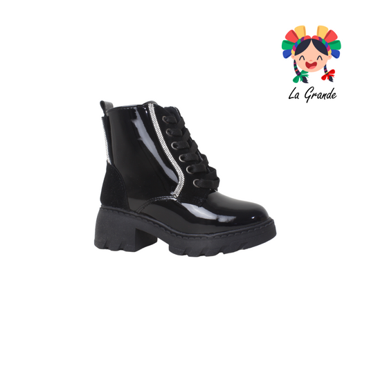 3107 MIA Negro Sint Charol Botin Casual para Niña