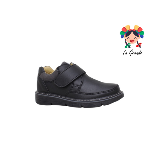 3132 ROKINO Negro Sint zapato de velcro Escolar para Niño