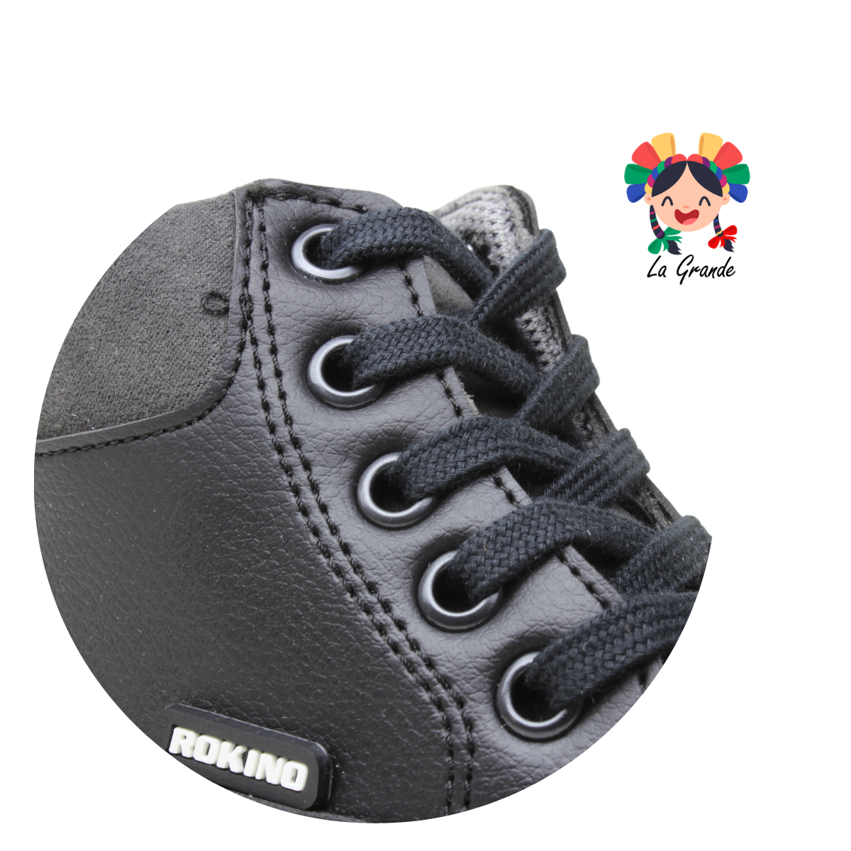 3153 ROKINO Negro Piel Bota para Niño