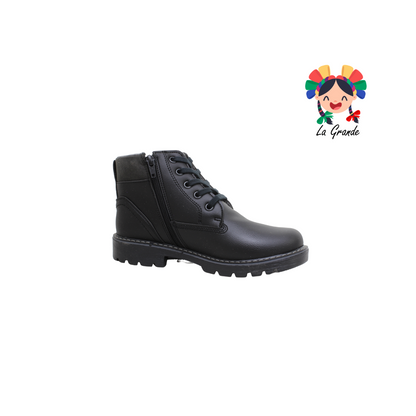 3153 ROKINO Negro Piel Bota para Niño