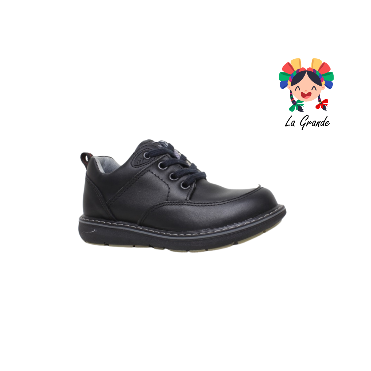 3286 ROKINO Negro Piel zapato tipo bota Escolar para Niño y Joven