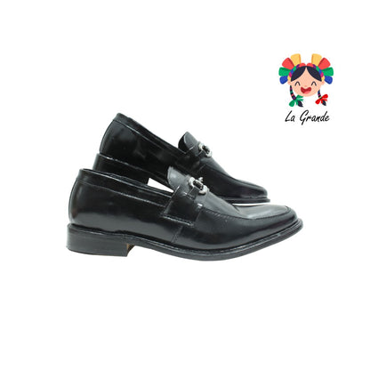 328 GIOVANNI Negro Piel zapato Casual de Caballero con herraje