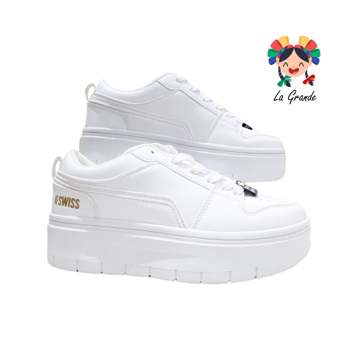 33194-KS Blanco Tenis de plataforma casual para dama