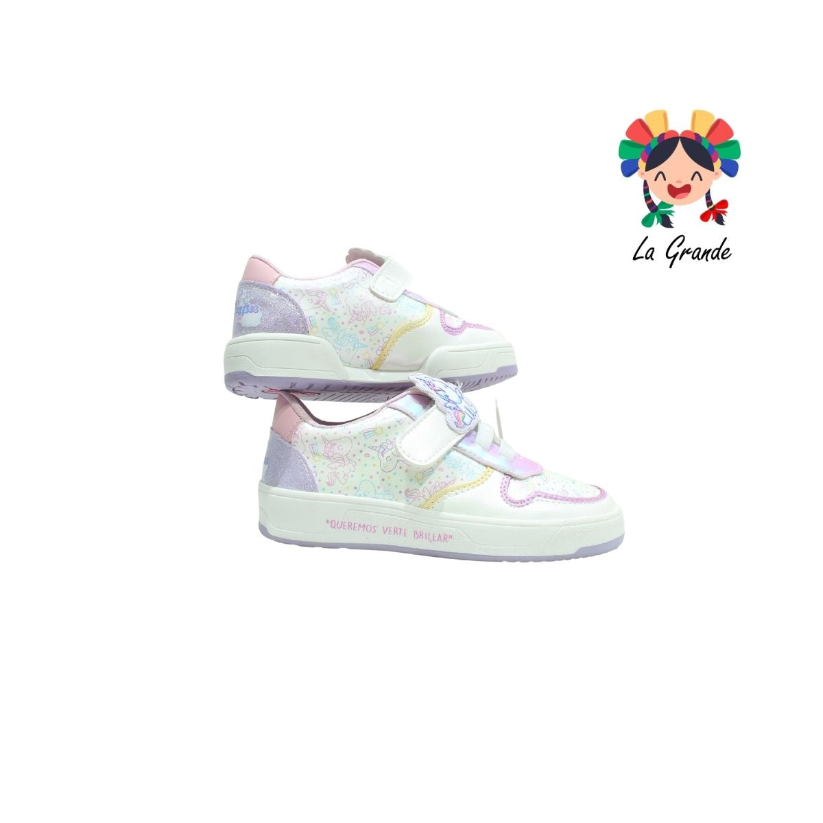 332509 TROPICANA Blanco Lila Tenis Contactel con Unicornio para Niña