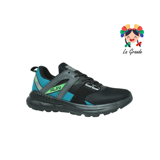 332 UNION negro aqua verde tenis running con agujetas