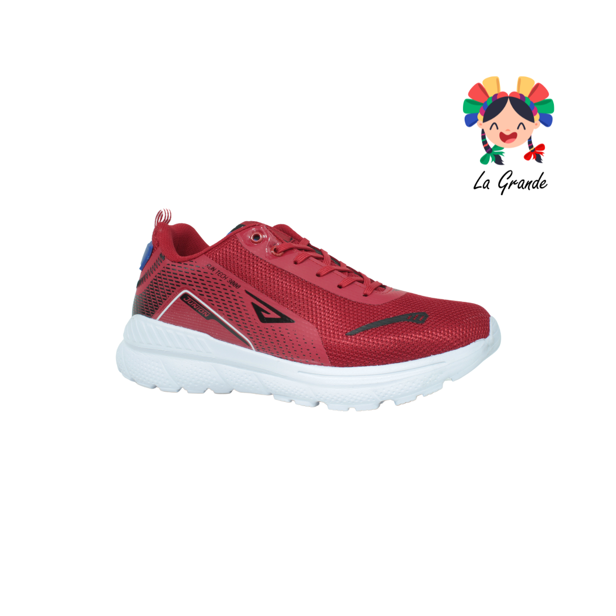 333 Union Rojo Negro Blanco Textil tenis Deportivo para Dama y Joven