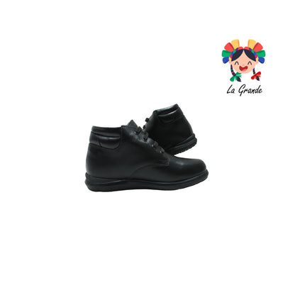 3406 DOGI negro zapato escolar de piel para niño infantil