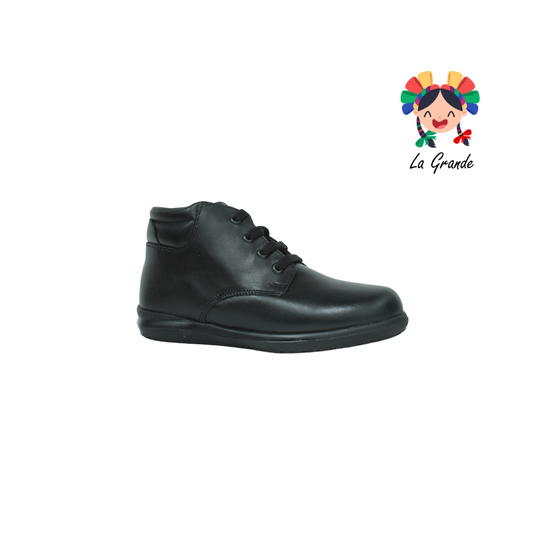 3406 DOGI negro zapato escolar de piel para niño infantil