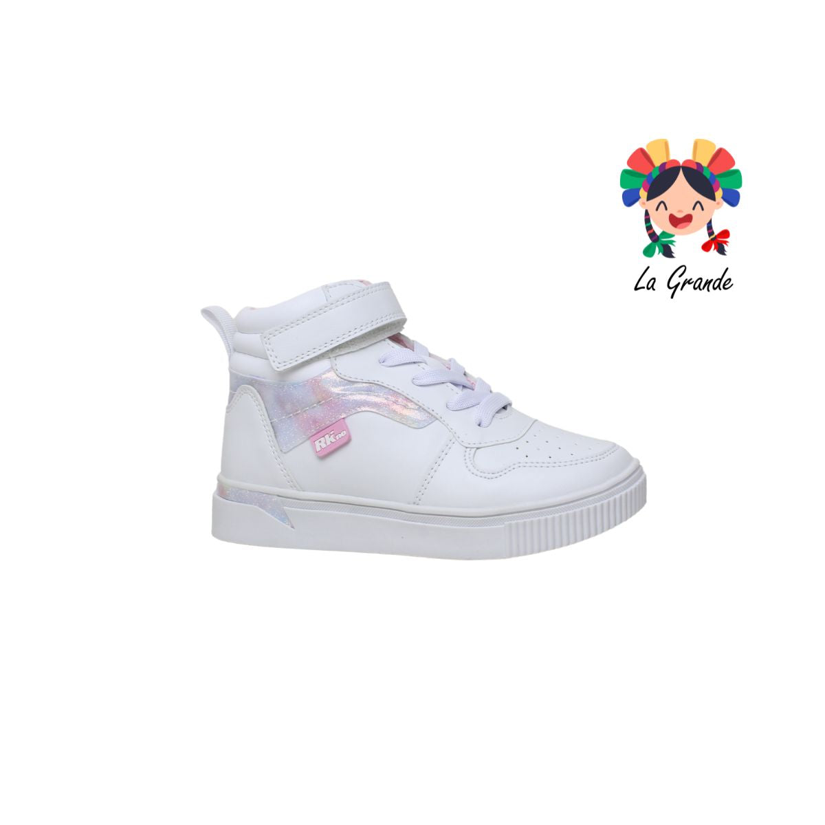 3423 ROKINO Blanco Multicolor Sint Tenis tipo Bota Casual para Niña y Dama