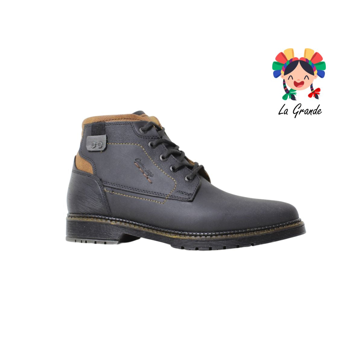 3854 CUSTOM Brandy Negro Cogñac Sint Bota Casual para Caballero