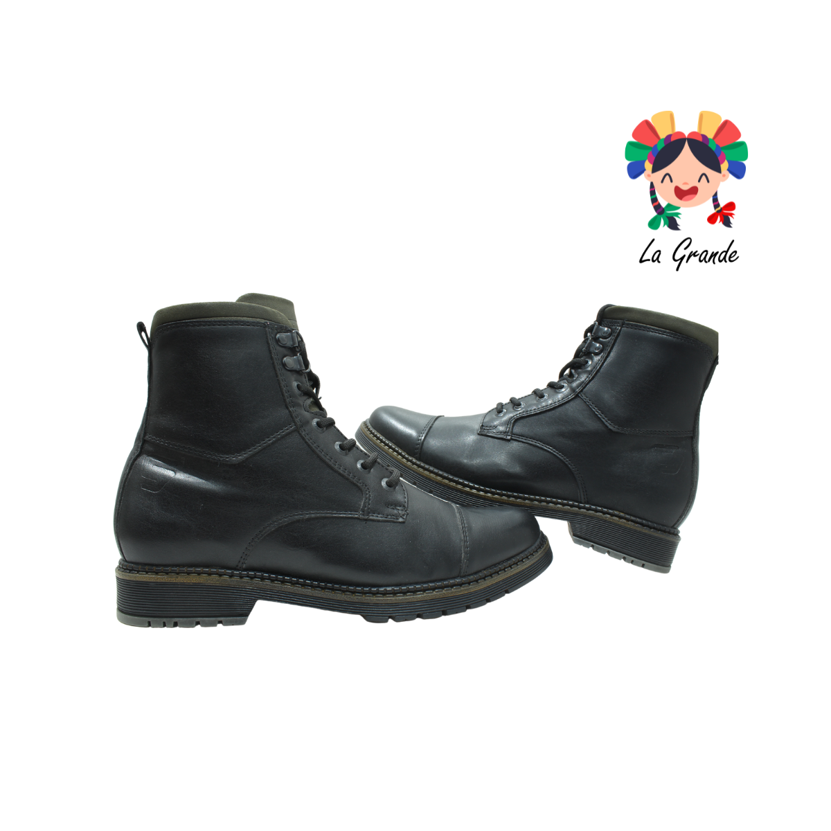 3855 CUSTOM negro con detalles verdes bota de agujeta para caballero