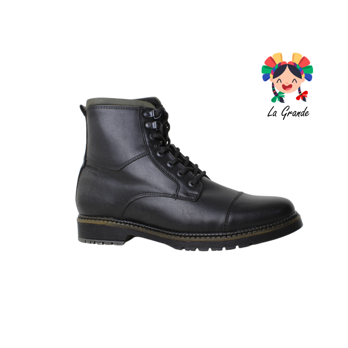 3855 CUSTOM negro con detalles verdes bota de agujeta para caballero