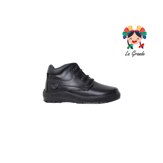 4008 FEF Negro Sintético Zapato Tipo Bota Escolar para Niño