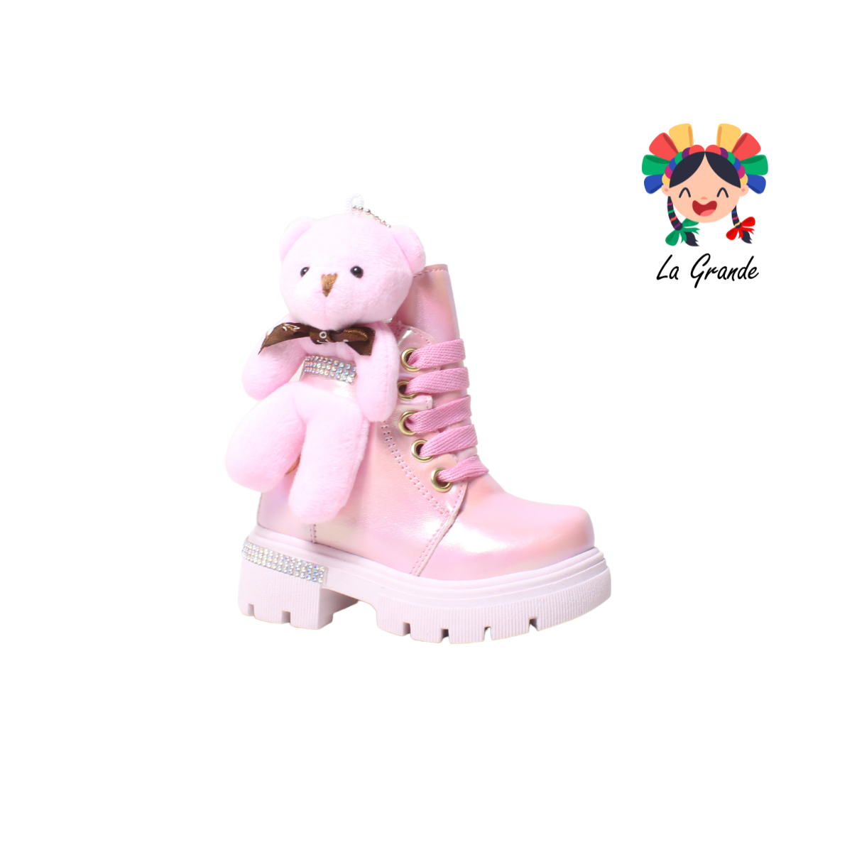 4010 GABRIELA Candy Rosa Cabra Bota Casual de Oso para Bebé y Niña