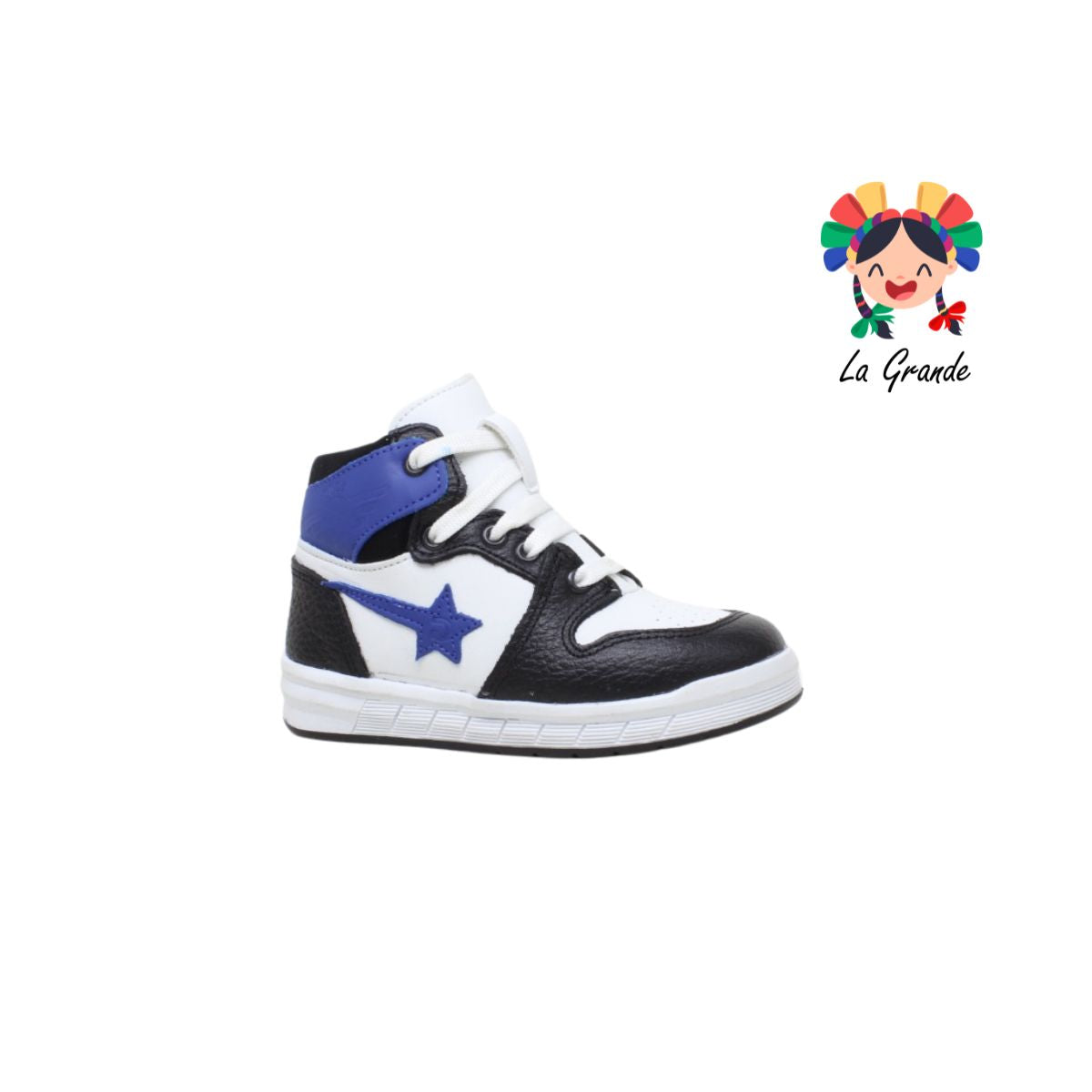 4028 DOGI Blanco Azul Piel  tenis tipo Casual bota  para Niño