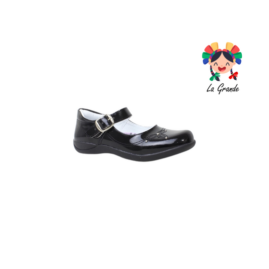 405 LADY FLORES Negro charol zapato escolar infantil niña