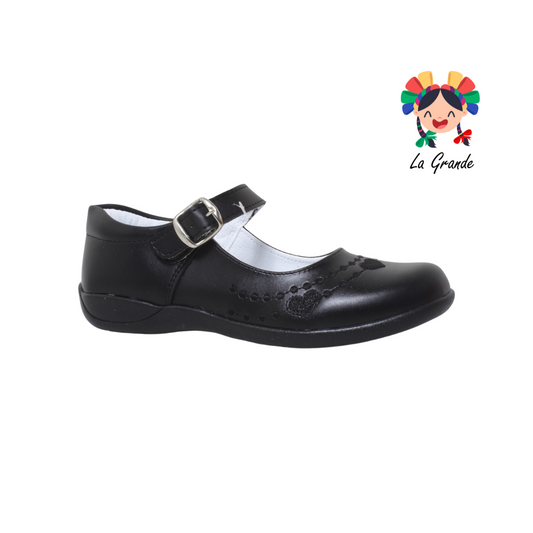 409 LADY FLORES Negro Sintético Zapato Escolar jovencita