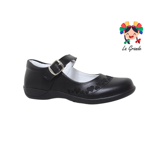 410 LADY FLORES Negro Sintético zapato escolar jovencita