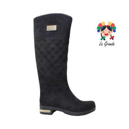 4212 ULAN Negro/Durazno Bota de Lluvia para Dama