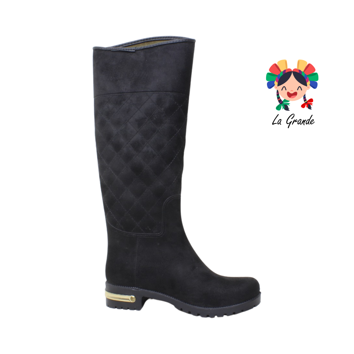 4212 ULAN Negro/Durazno Bota de Lluvia para Dama