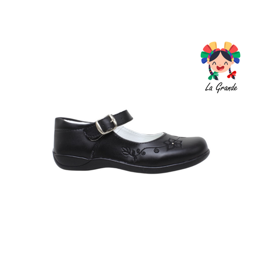 424 LADY FLORES negro zapato escolar para dama