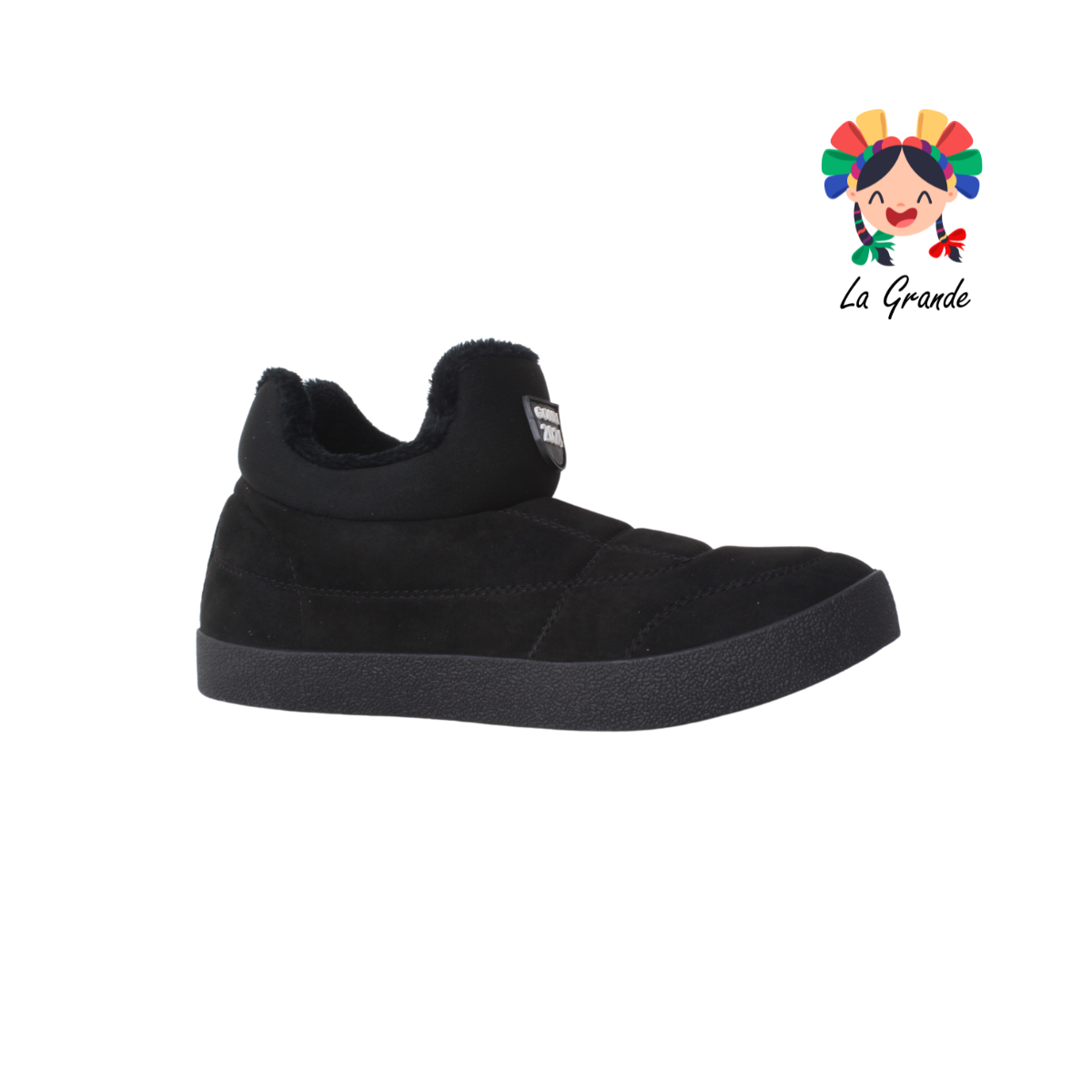 450 GONRI Negro Negro Peluche Textil Bota Confort para Dama