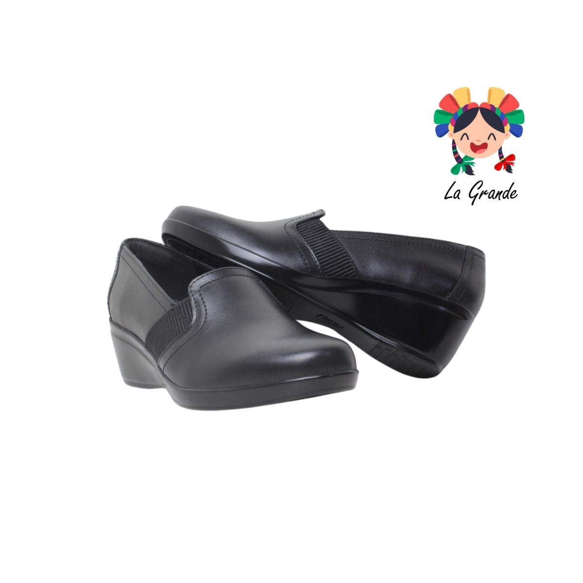 45211-FLEXI Negro zapato mocasín de piel para dama