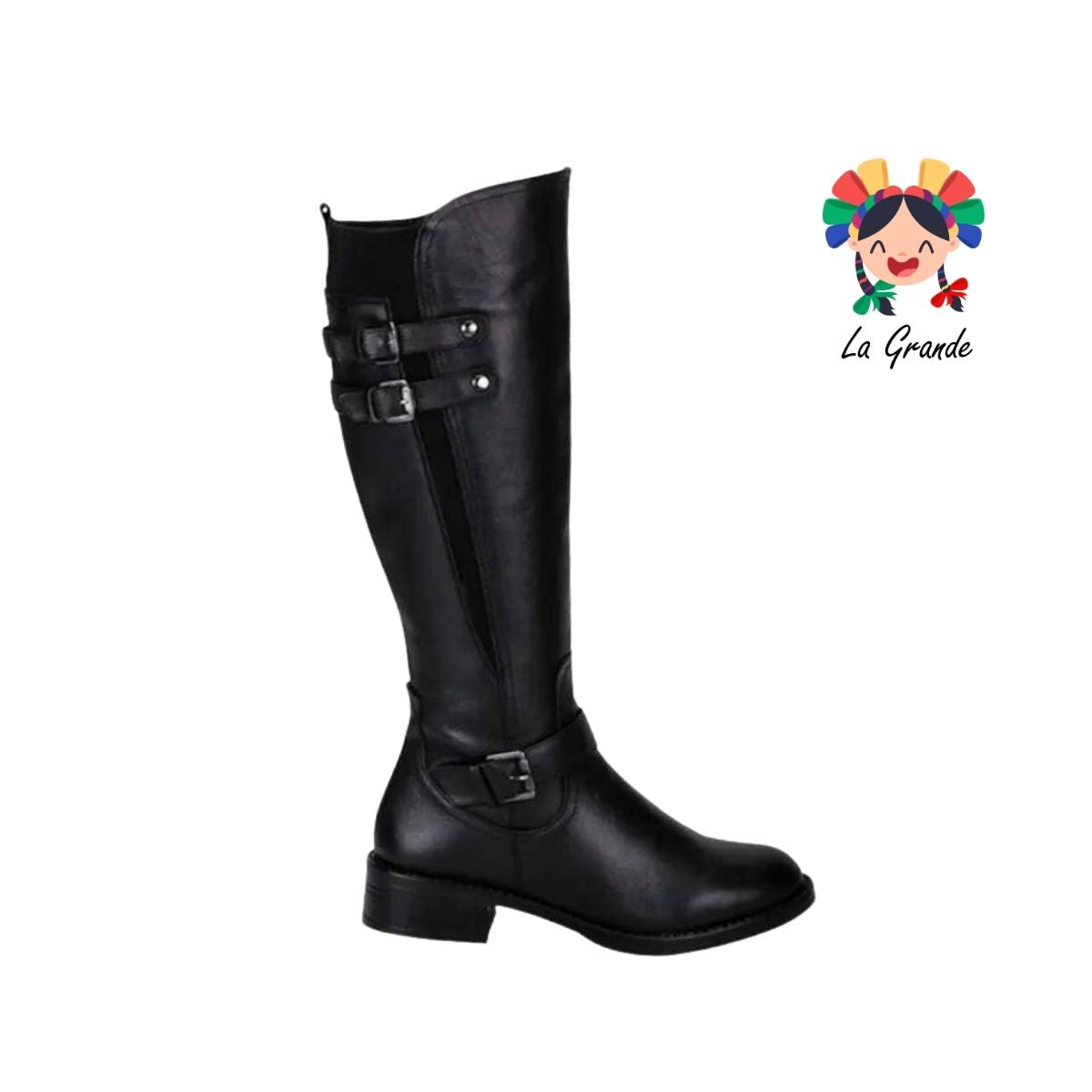 4550 VIVIS SHOES Negro Bota alta de piel para dama con herraje