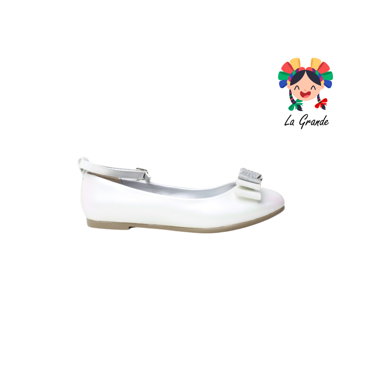 473001 TROPICANA Blanco Charol Zapato Balerina Para Niña Infantil y dama