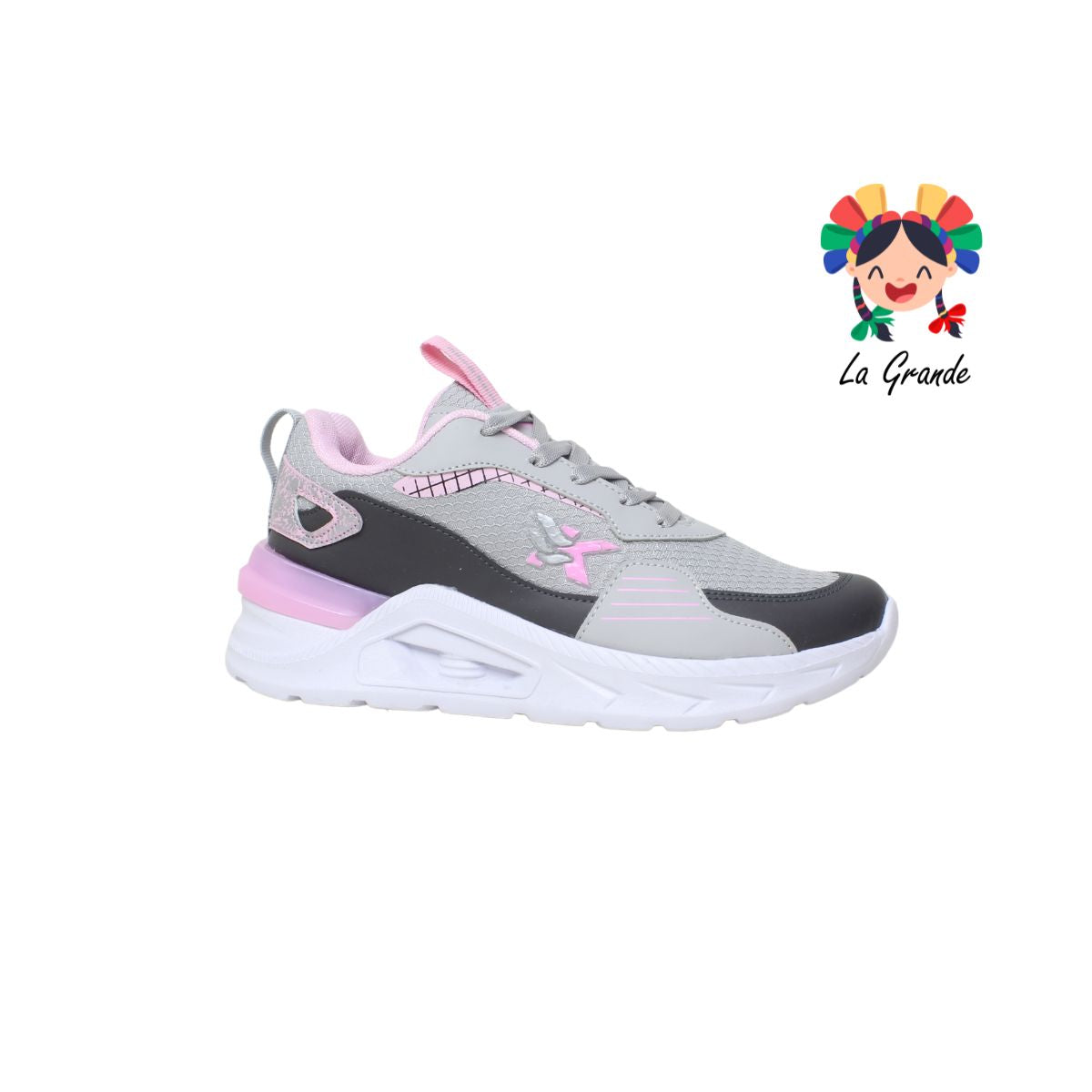 5030 MAKKENA Gris Rosa Sintético Tenis Choclo Casuales para Dama