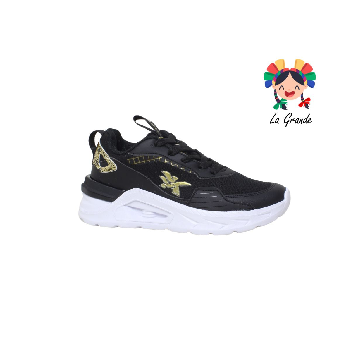 5030 MAKKENA Negro Oro Sint tenis Casuales choclo para Dama