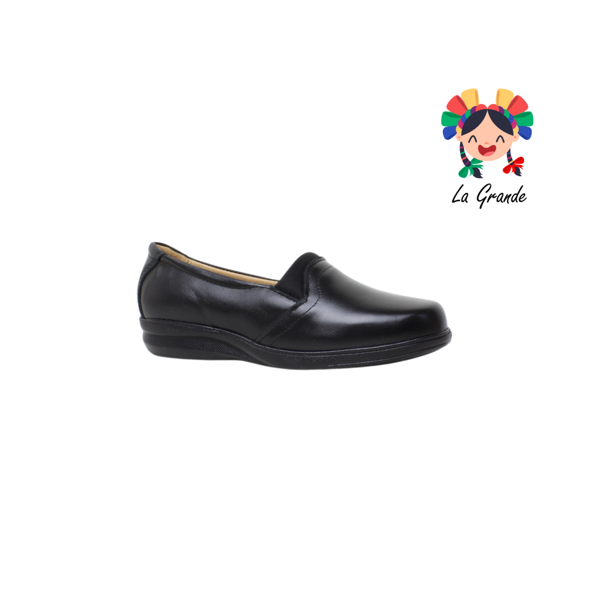 503 DULCE DAMITA Negro zapato de piel tipo mocasin para dama