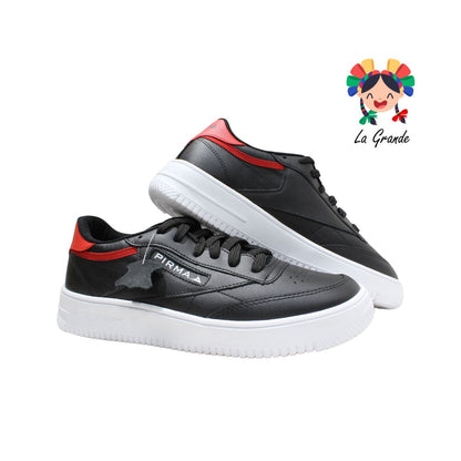 5051 PIRMA Piel Negro Rojo Tenis Choclo Original para Caballero