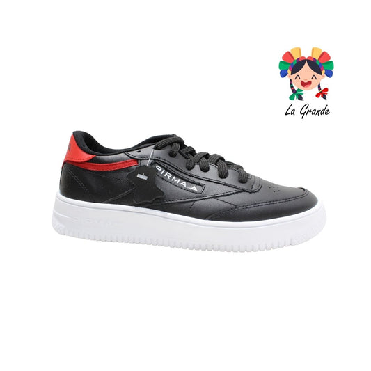 5051 PIRMA Piel Negro Rojo Tenis Choclo Original para Caballero