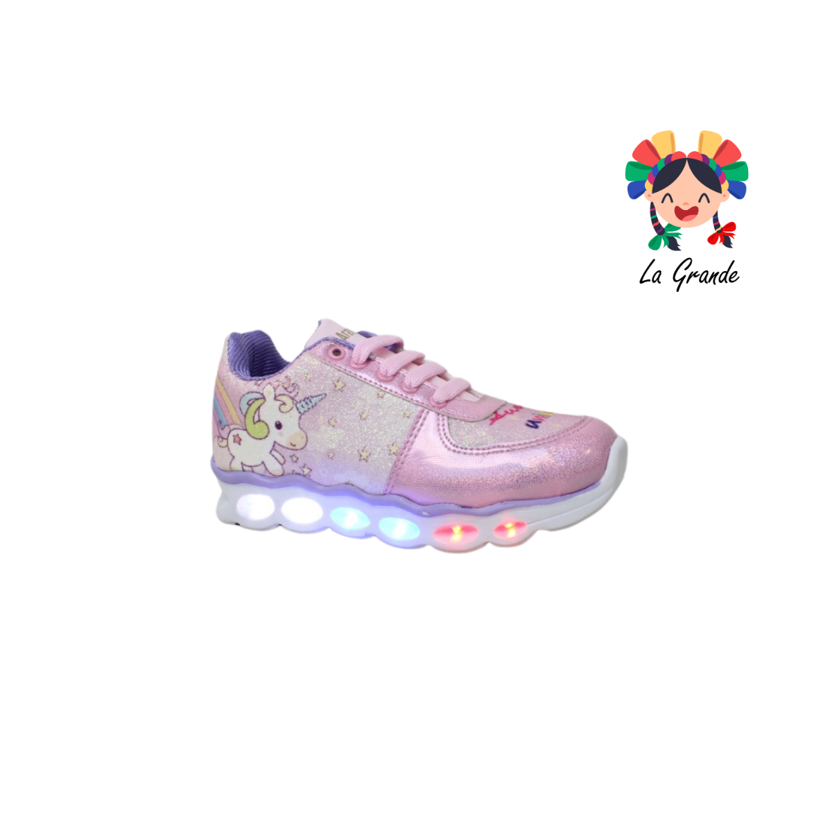 5062 ROJO ARANDANO Rosa Lila Sint Tenis de luces LED Casual para Niña