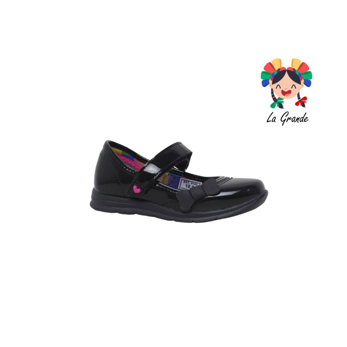 5143 NICK & WICK Negro Charol Zapato Escolar para Niña