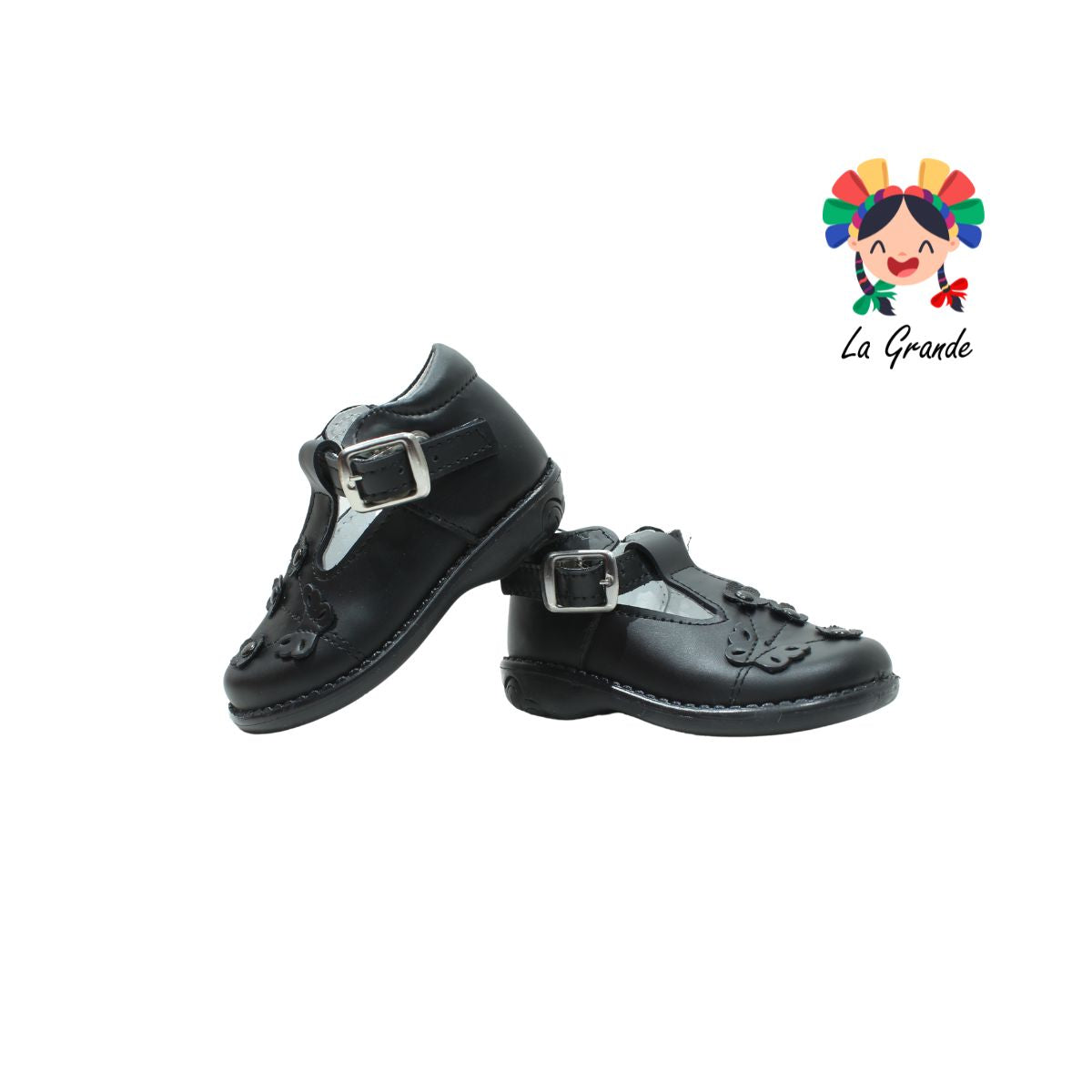 544 WIZZYZ Negro Piel Zapato Casual para Bebé