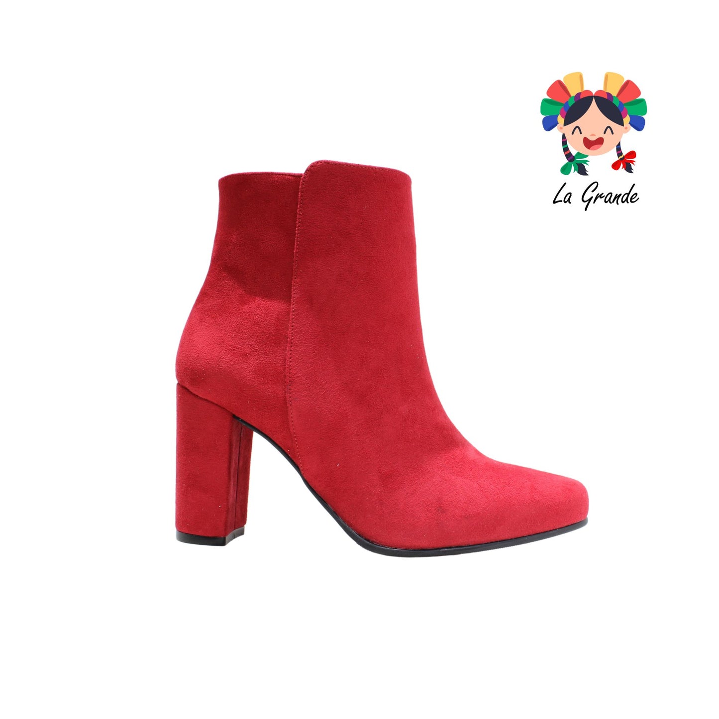 5516 YAELI Rojo bota casual tacón cuadrado para dama