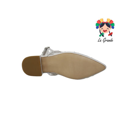 5607 VI LINE FASHION Beige Zapato con tacón cuadrado para Dama