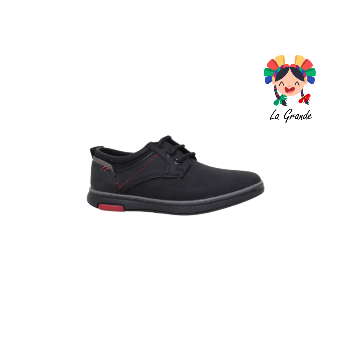 5801 CUSTOM Negro Gris Sintético Zapato Casual para Joven