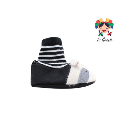 58040 MI YUEBB Negro Blanco Textil Pantufla para Bebé