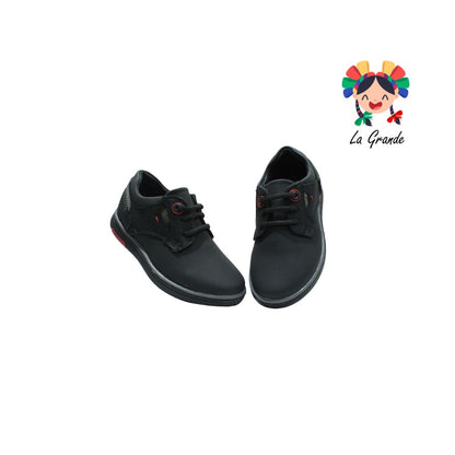 5808 CUSTOM Negro zapato casual de agujeta infantil para niño