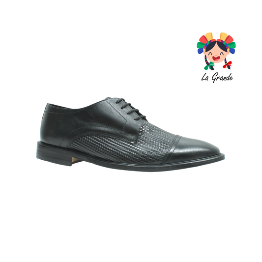 580 GIOVANNI negro Zapato de piel con suela de cuero para caballero