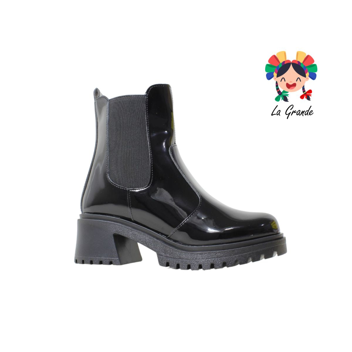 5910 MODELS Negro Charol Bota para dama