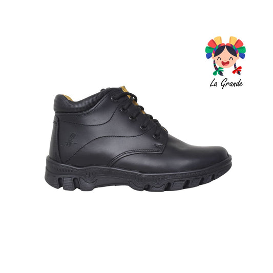 6008 FEF Negro Piel  Zapato Escolar para Joven