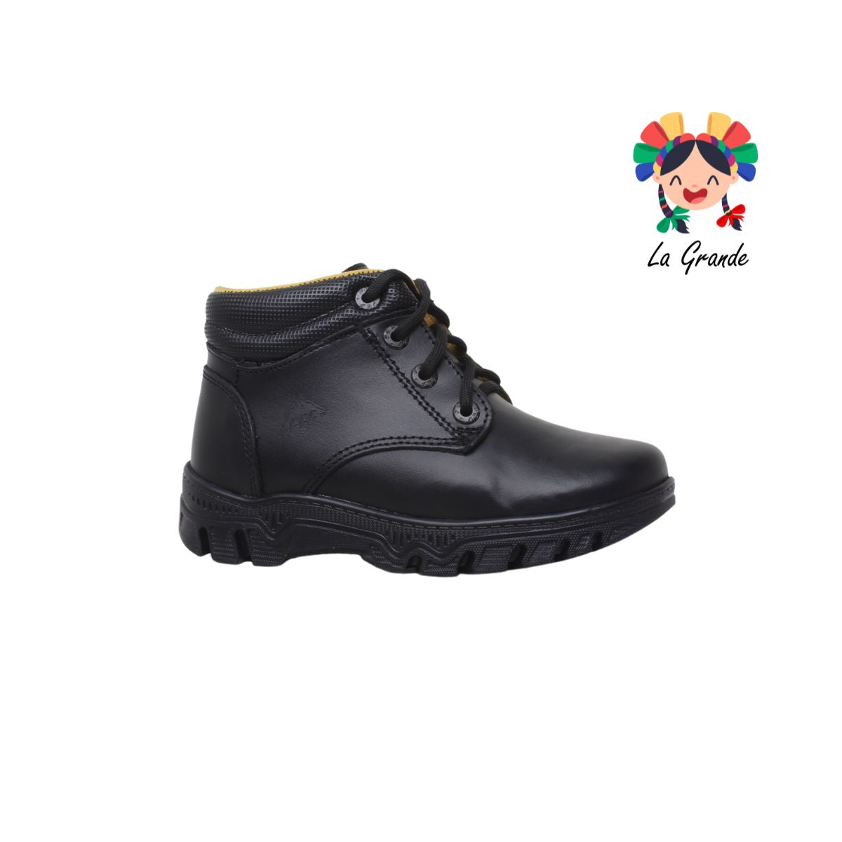 6032 FEF Negro Piel Zapato Escolar para Niño y Joven