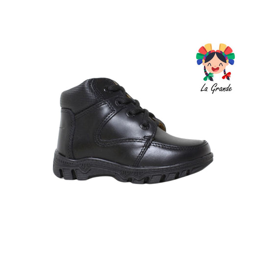 6038 FEF Negro zapato escolar de piel infantil para niño