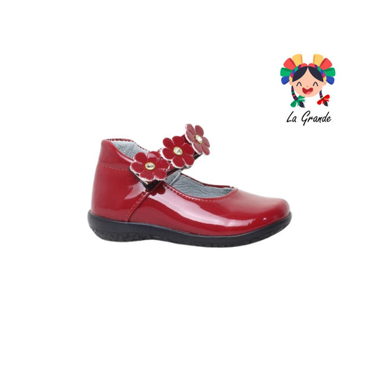 603 CORAJITO Rojo Charol Piel Zapato Casual para Niña