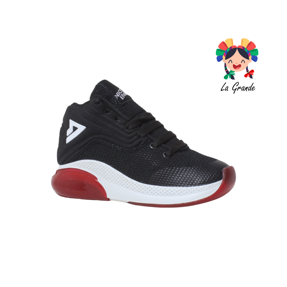 6071 SAETTA PREMIERE Negro Rojo Sint tenis Casual tipo bota para Niña y Niño